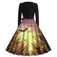 thumbnail image 3 of Long Dress with Sleeves,Summer Casual Dress,Ladies Casual Long Sleeved Round Neck Printed Fashionable Strap Dress, 3 of 3