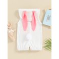 thumbnail image 3 of Bagilaanoe Newborn Easter Outfits Baby Girl Boys Hooded Jumpsuit Contrast Color Sleeveless Bodysuit 3M 6M 12M 18M Infant One Piece Romper, 3 of 8
