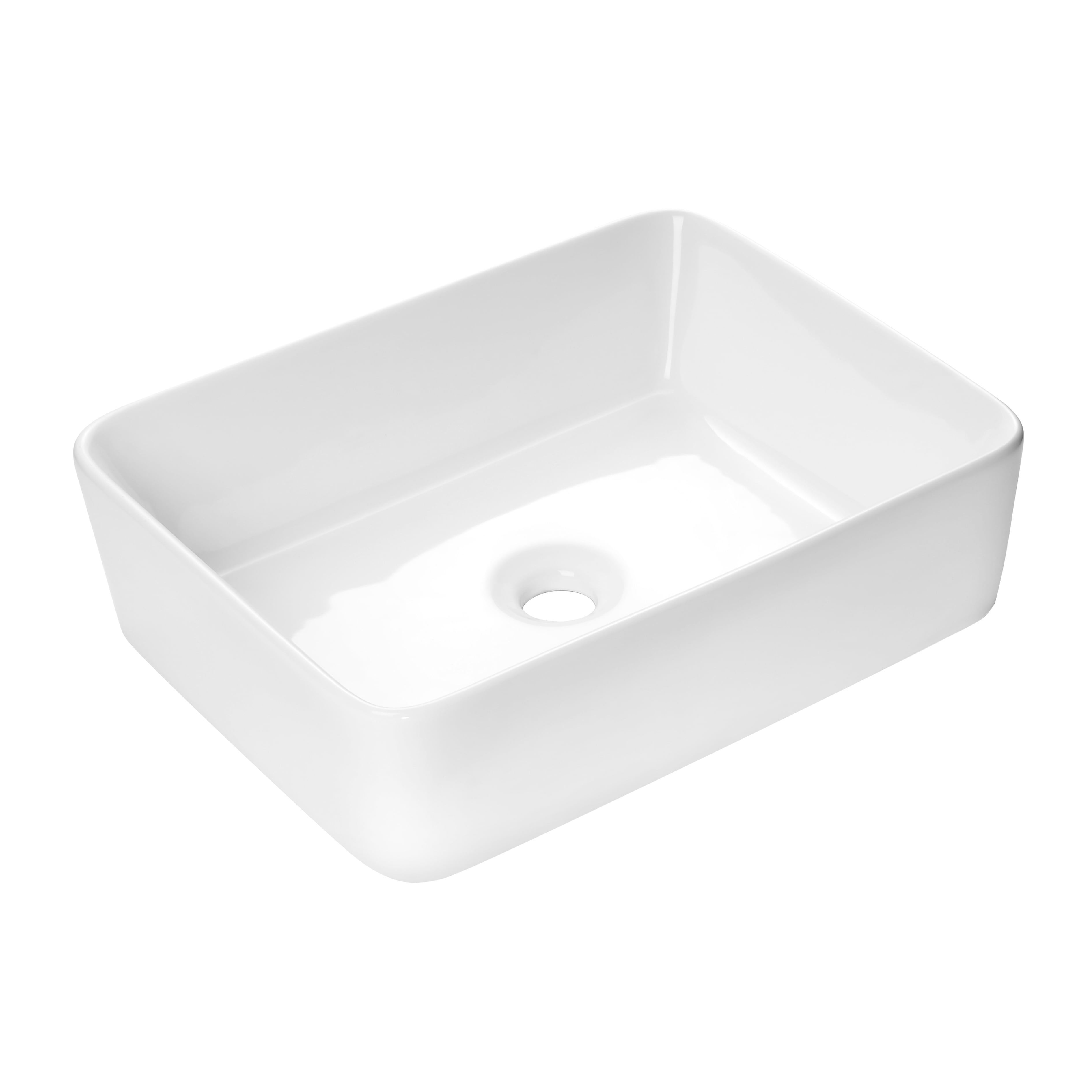 Dyconn Faucet Above Counter 19.3 x 14.76 Rectangle Bathroom Ceramic Vessel Vanity Sink