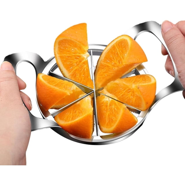 Cortador de naranjas de acero inoxidable, cortador de naranjas, cortador de manzanas con 6 cuchillas, cuchillas afiladas, divisor resistente, utensilios de cocina para naranjas, tomates, cortador de