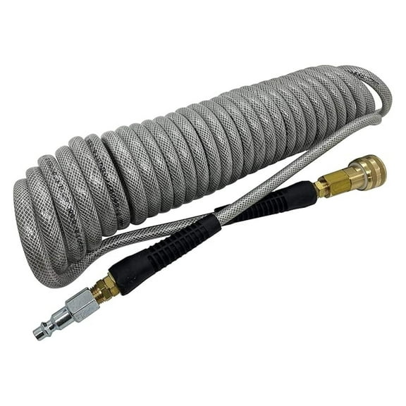 20' Polyurethane Air Hose with Quick Connect - 250 PSI Working Pressure, 3/8" Coil Hose, Braided for Durability - Air Tools & Compressor Accessories