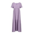 thumbnail image 6 of TrdSipl Womens Plus Size Maxi Summer Dresses Flowy Vneck Tiered Dress Dressy Casual Swing Loose Short Sleeve Sundresses Purple M, 6 of 7