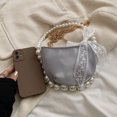 thumbnail image 3 of 5020 Bolso Noche Con Perlas Nicho Francés Bolso Hombro Pequeño Nuevo Bolso Mano Sensación Bolso Mujer (03) Plata, 3 of 9