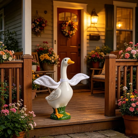 AuroraX Porch Goose Outfits 23" 19" Porch Goose Clothes Set Goose Wing Yard Funny Wing Lawn Garden Decor Porch Goose Accessories White
