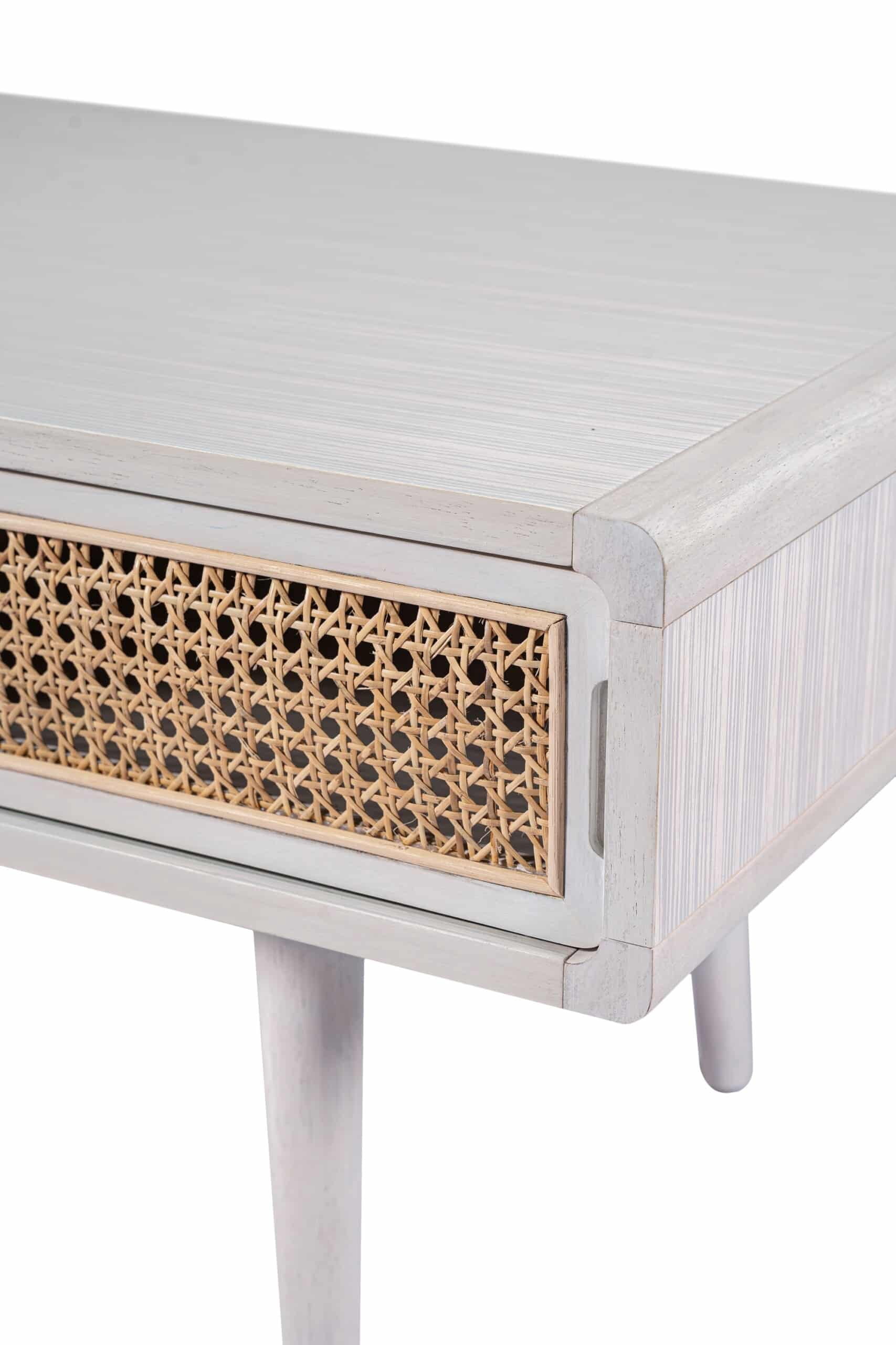 Cambria Coffee Table - Zebrano Whitewash/Natural Cane