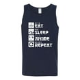 thumbnail image 2 of Wild Bobby, Eat Sleep Anime Repeat, Anime, Men Graphic Tank Top, Navy, XX-Large, 2 of 4