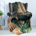 thumbnail image 4 of American Soft Flannel Fleece Blanket, New York City Street Scenery Liberty Statue and USA Flag Freedom Torch Illustration, Cozy Plush for Indoor and Outdoor Use, 70" x 90", Red Grey, by Ambesonne, 4 of 5