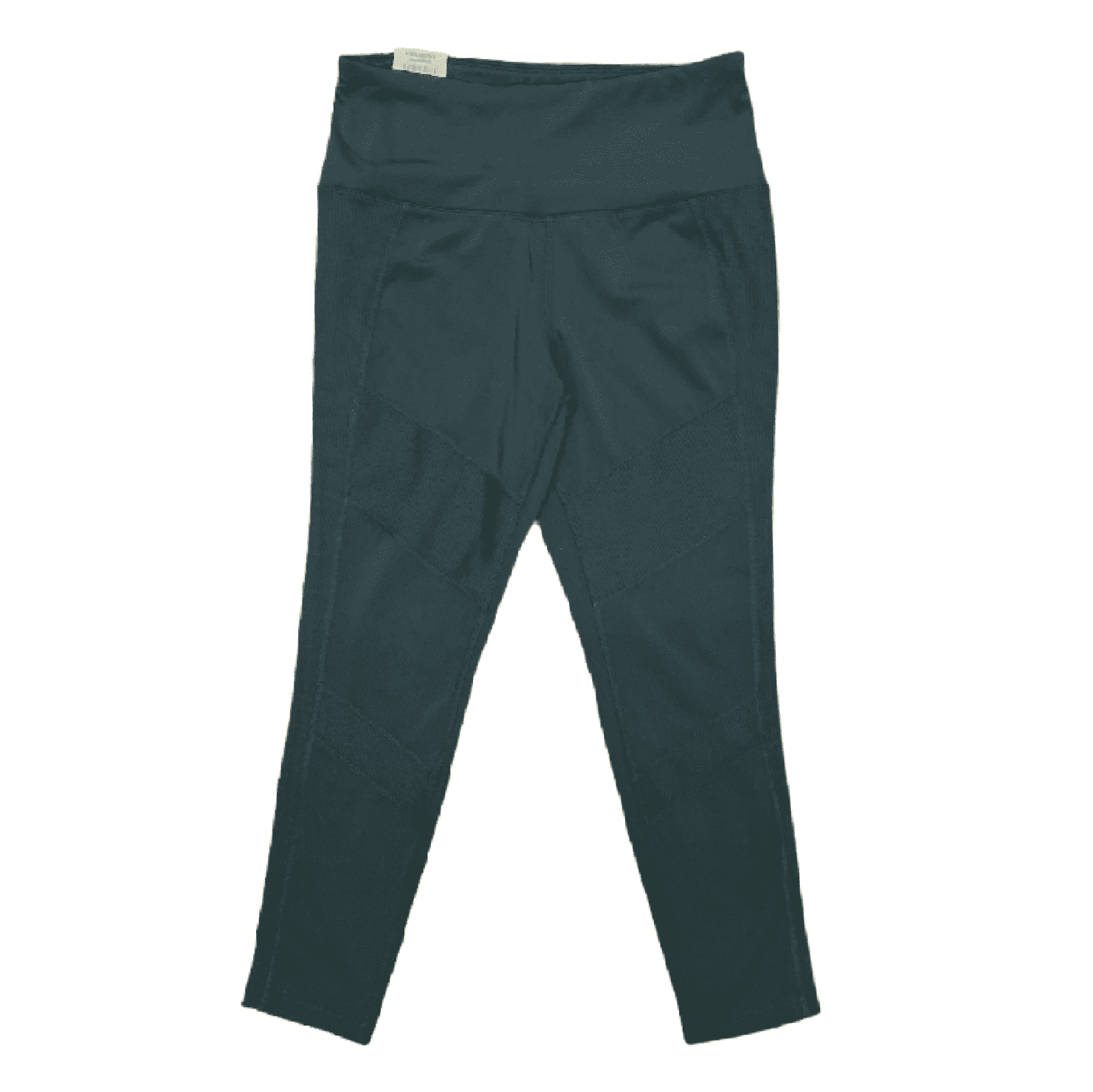 Tangerine Women's High Waist Tummy Control Active Rib Trim Capri Leggings (Black/Black, L