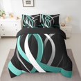 thumbnail image 2 of Homewish Teal Grey Stripes Lines Twin Bedding Sets 7-Piece for Female Men Adults,Vintage Aesthetic Bedding Comforter Set Microfiber,Geometric Theme Breathable Sheet Sets,Luxury Bedroom Decor, 2 of 8