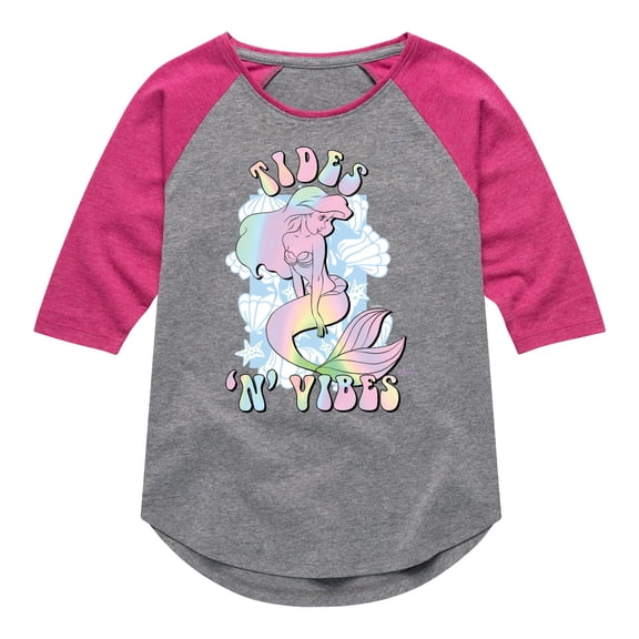 Disney Princess - Tides 'N' Vibes - Toddler & Youth Girls Raglan Graphic T-Shirt