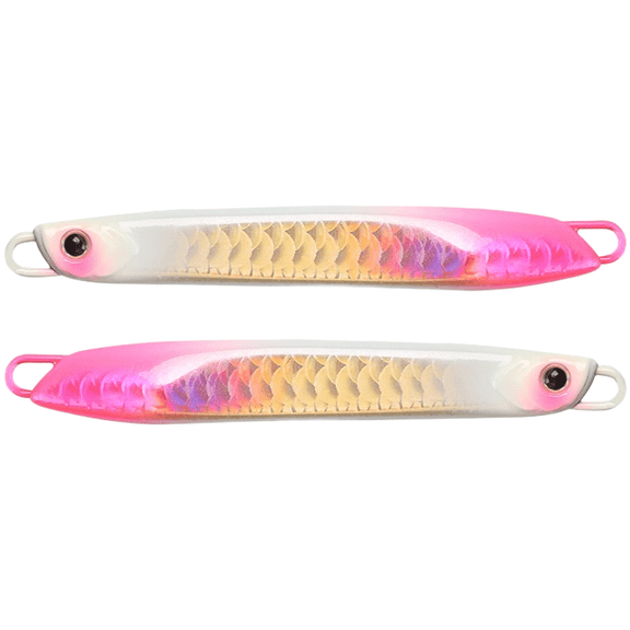 Mosiee 15/20/30G Sinking Metal Jig Lure Saltwater Fishing Casting Bait Seabass Mackerel Pink White 15G
