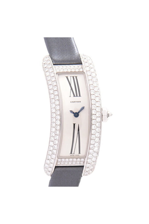 Pre-Owned Cartier Women's Watch Tank S Double Diamond Bezel White Gold Battery... (Good)