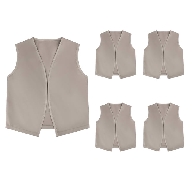 TOPTIE Gilet Sans Boutons pour Enfant Bénévole Gilet de Fête 5 Paquets-Kaki-P