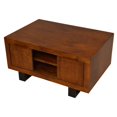 thumbnail image 3 of 36 Inch Rectangular Wooden Industrial Coffee Table, Open Compartments and Sled Base, Brown - Saltoro Sherpi, 3 of 9