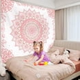thumbnail image 5 of Pink Boho Wall Tapestry for Bedroom, Mandala Hippie Cute Floral Tapestries Teen Girl Room Decor, Bohemian Pink and White Poster Wall Hanging Art Aesthetic for Living Room Dorm, 5 of 9