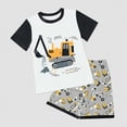 thumbnail image 2 of TOWED22 Toddler Kids Baby Boy Summer Clothes Sets 1T 2T 3T 4T 5T Letter Print Short Sleeve Tops Camouflage Shorts Outfits(Black,2-3 Years), 2 of 4