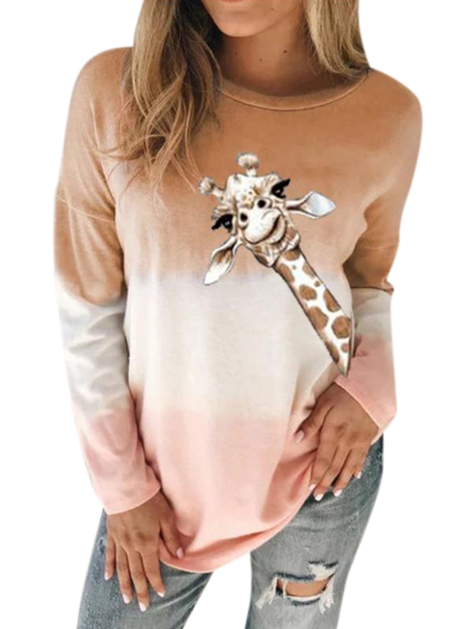Wodstyle - Women Plus Size Long Sleeve Floral Shirt Casual Tops