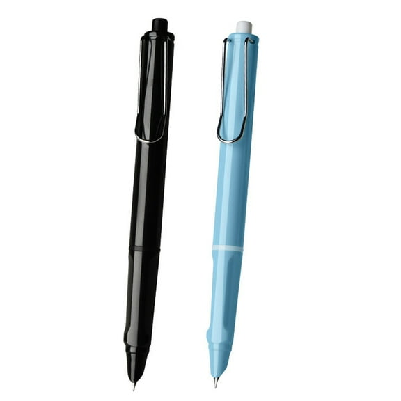 2Pcs Press Fountain Pen, Retractable Extra Fine Nib Metal Ink Pen with Converter for Student Teacher Officail