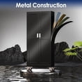 thumbnail image 3 of 75" H Metal Garage Storage Cabinet, Rolling Tool Cabinet with 2 Doors and Wheels, Locker Steel Cabinet with 5 Adjustable Shelves, Organization Cabinet for Garage,Office,Home,Gym,School（Black）, 3 of 7