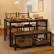 thumbnail image 4 of Yeshouse Mesa de comedor para 4 con el banco y 2 sillas, mesa de cocina Rectangular con Rack de vino para el pequeño espacio, apartamento, 4 of 8
