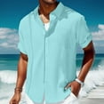 thumbnail image 5 of Caqnni Cotton Linen Shirt For Men Summer Spring Regular hirts (Light Blue,3XL), 5 of 5