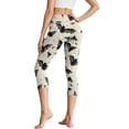 thumbnail image 2 of SCRAWLGOD Halloween Bat Floral Print Capri Leggings for Women with Pockets Tummy Control Active Yoga Leggings High Waisted Cropped Tights for Running Cycling, L, 2 of 7