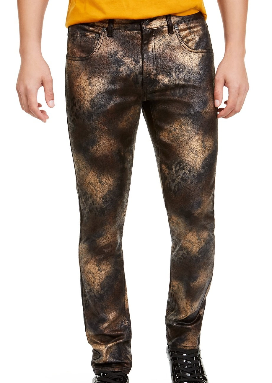 INC Mens Skinny Jeans Gold 33x30 Coated 