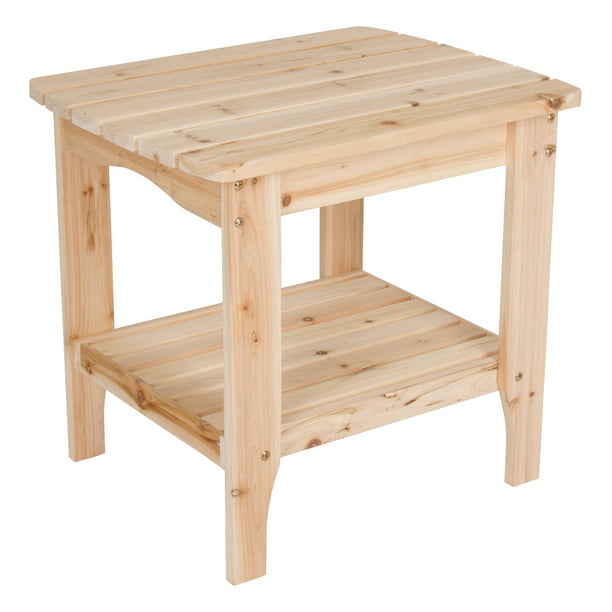 Shine Company Solid Wood Rectangular, Unfinished Wooden Side Table