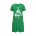 thumbnail image 2 of Chemises de Nuit Grande Taille pour Femmes, Noël, Manches Courtes, Robe de Nuit, Col Rond, Vert, G, 2 of 5