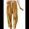 thumbnail image 2 of Pantalones Casuales de Cintura Alta y Pierna Recta para Mujer, Holgados y Cómodos, con Bolsillos Caqui S, 2 of 6