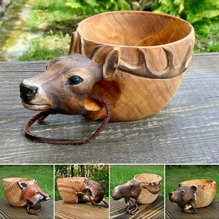 5 Wooden Drinking Cups Set Handmade Online
