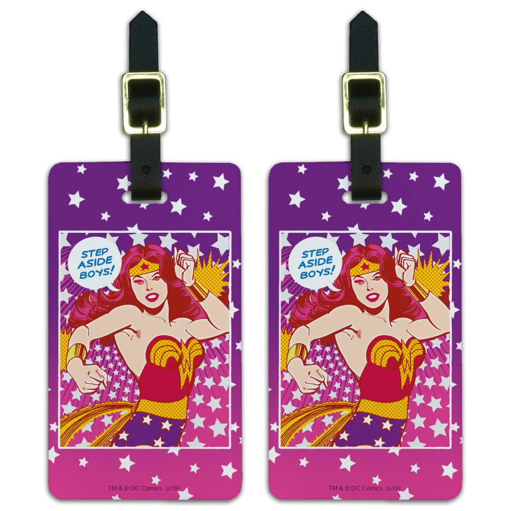 Wonder Woman Step Aside Boys Luggage ID Tags Suitcase CarryOn Cards