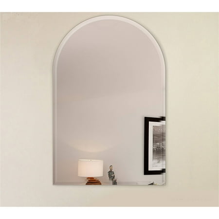 hooks beveled 18x30 frameless arch mirror edge