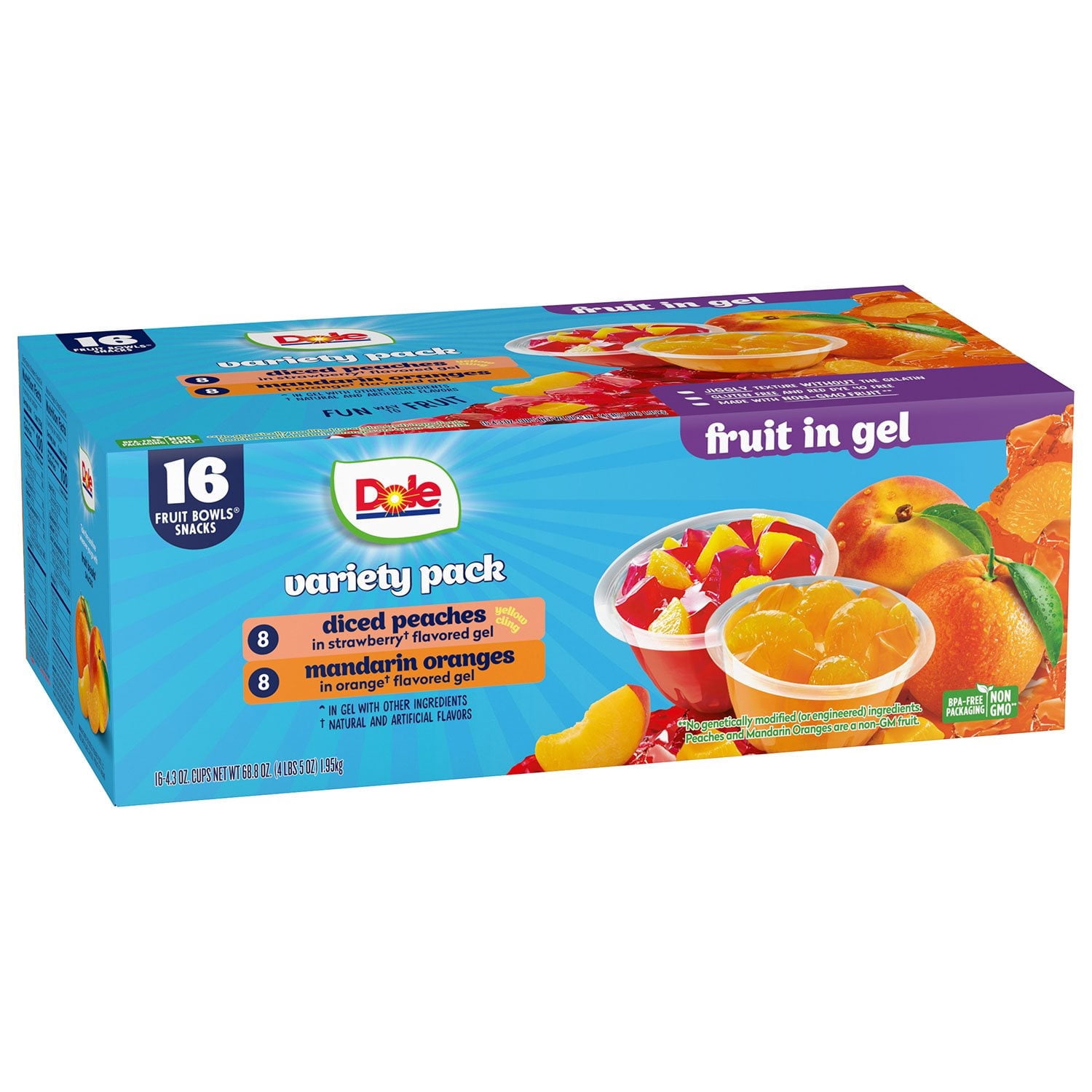 Dole Fruit Bowls in Gel Variety Pack, 4.3 oz., 16 pk with bowl by OMA