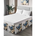 thumbnail image 4 of Butterfly Daisy Wrap Around Bed Skirts for King Bed 18" Drop,Bed Skirt with Adjustable Elastic Belt Dust Ruffle Bed Valance for Bedroom Hotel Retro Spring Floral Flower Wooden Grain Bed Frame Cover, 4 of 7