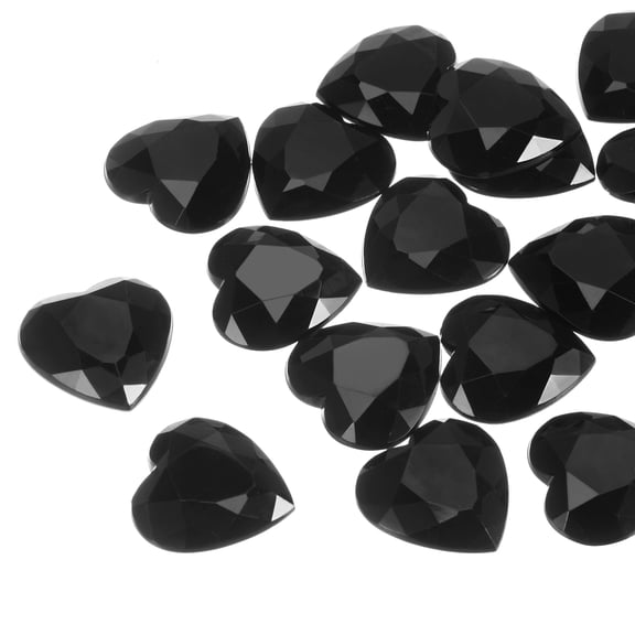 100 Pcs Acrylic Heart Rhinestone 8mm Flat Back Plastic Gems Jewelry Stickers for Craft Bead Face Painting Costume Jewelry Making, Black