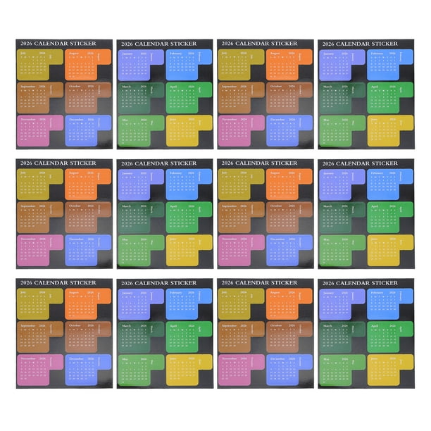 GOOHOCHY 6 juegos de pegatinas para calendario: pegatinas para índices mensuales de 2026 - Calcomanías adhesivas para planificadores, diarios, cuadernos y álbumes de recortes