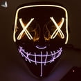 thumbnail image 4 of PULLIMORE Halloween Scary Mask Double Colors Led Mask EL Wire Light up Mask For Halloween Cosplay Costume Party (Yellow + Purple), 4 of 9
