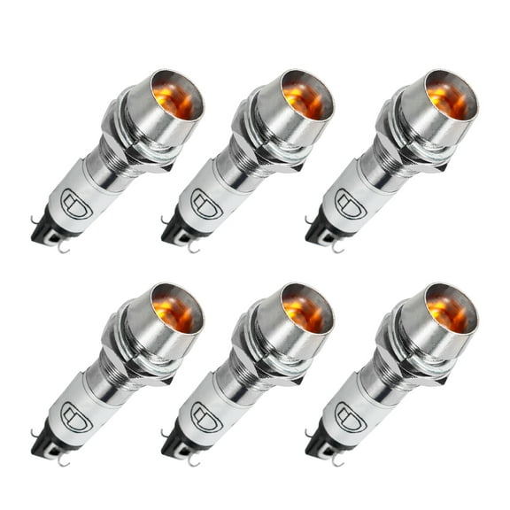 Indicator Light DC 12V, Neon Bulbs Yellow Metal Shell Panel Mount 5/16" 8mm 6Pcs