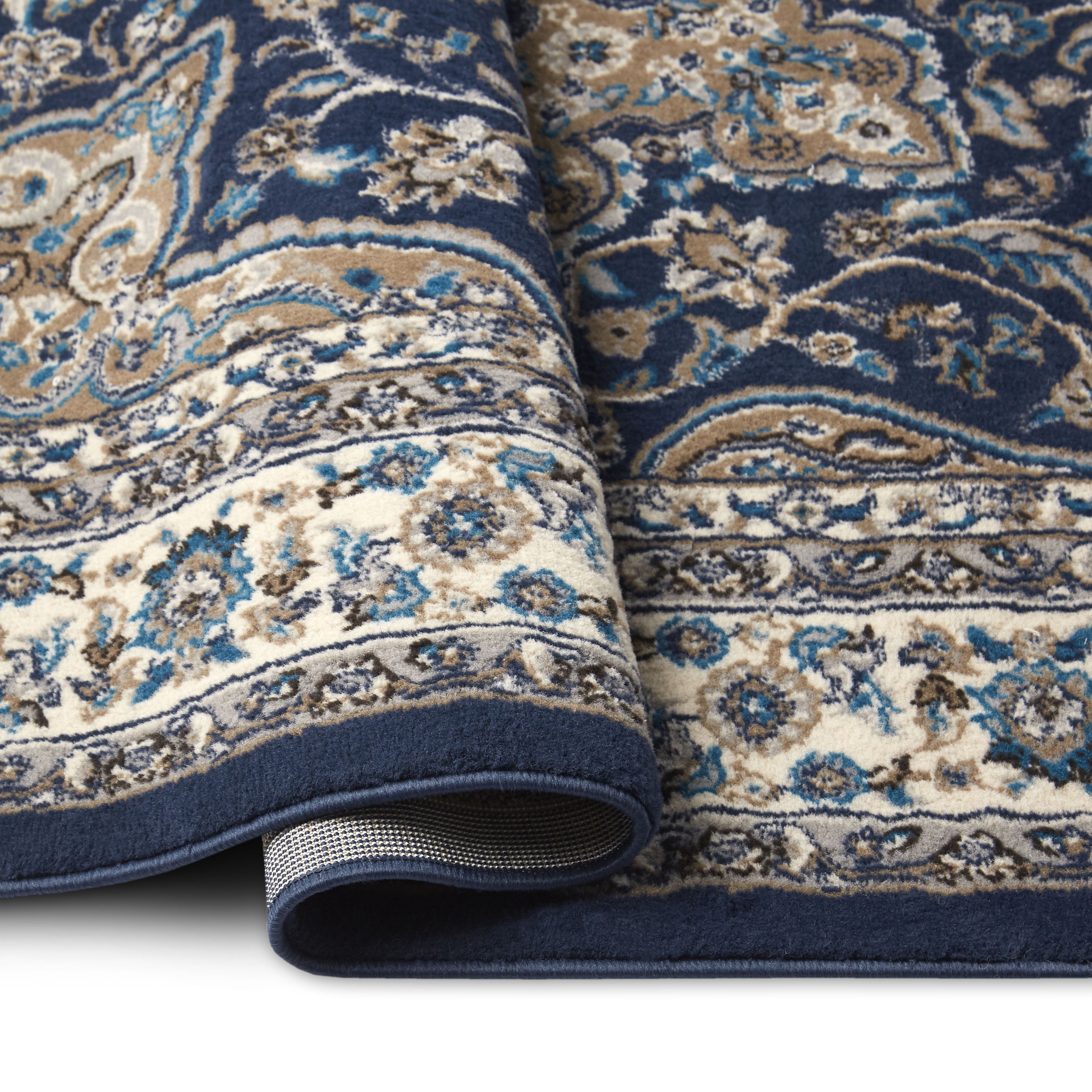 Home Dynamix Tremont Magnolia Traditional Medallion Area Rug, Navy Blue/Ivory, 9'2"x12'5"