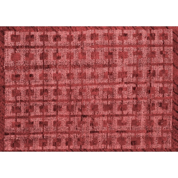 Ahgly Company Machine Washable Indoor Rectangle Abstract Red Modern Area Rugs, 5' x 7'