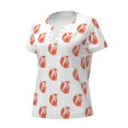 thumbnail image 5 of Fuzoiu Orange Fox Print Women's V-Neck T-Shirt,Women's Short Sleeve Top, Comfortable for Work, Leisure, and Sports, 5 of 7