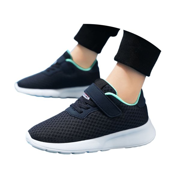 Djtdsds Kids Solid Color Breathable Mesh Sneakers Hook and Loop Lightweight School Shoes Size:9-9.5 Years