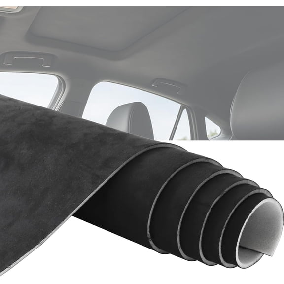 Black Suede Headliner Fabric 96" x 60" for  Interior Roof