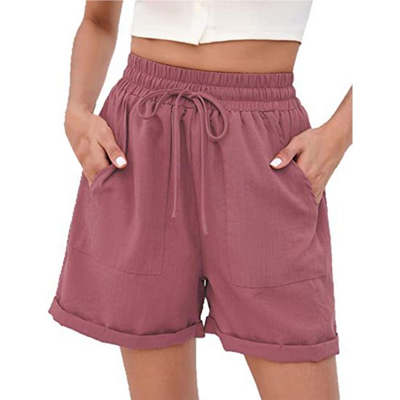 ZRBYWB Womens Shorts Women Fashion Shorts High Waist Wide Leg Drawstring With Pockets Shorts Home Casual Pocket Shorts Relaxed Fit