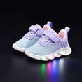 thumbnail image 2 of Krdevn Toddler Girls Light Up Sneakers Gradient Heart Print Breathable Mesh Strap Closure Non- Sole Comfortable Casual Walking Shoes,5.5-6Years, 2 of 5