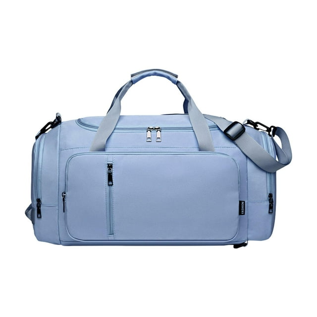 Bolsa de viaje de lona, portátil, para llevar en el gimnasio, deportiva, con funda para carrito Azul