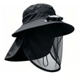 thumbnail image 4 of Solar Fan Wide Brim Sun Hat with Full Mesh Face Neck Flap, Solar Powered Ventilated UV Protection Bucket Hat for Fishing Gardening Camping Hiking, 4 of 4