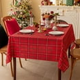 thumbnail image 6 of Christmas Rectangle Red Plaid Tablecloth - 60 x 120 Inch - Tartan Water Stain Resistant Table Cover, Washable Polyester Checkered Table Cloths for Xmas Dinner/Party Decoration/Holiday, 6 of 7