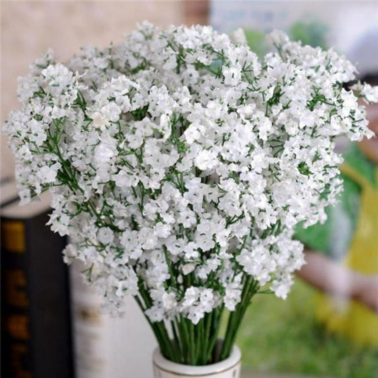 Gumolutin 9pcs Long Stem Artificial Baby Breath Flowers Fake Real Touch Gypsophila for Home Office Indoor Outdoor Wedding Decoration Festive